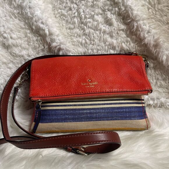 kate spade new york Cobble Hill Marsala Convertible leather& jute crossbody bag. - Picture 1 of 16